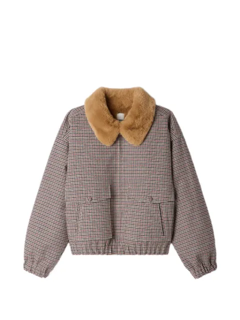 SANDRO checked-pattern bomber jacket Brown SFPOU00819