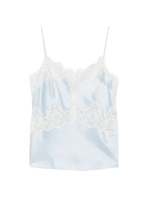 SANDRO lingerie-style top with lace Blue SFPTO00985