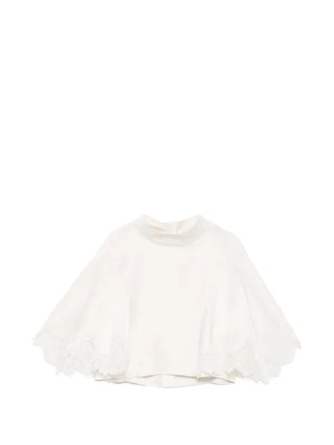 SANDRO lace-trim cropped top Neutrals SFPTO00967