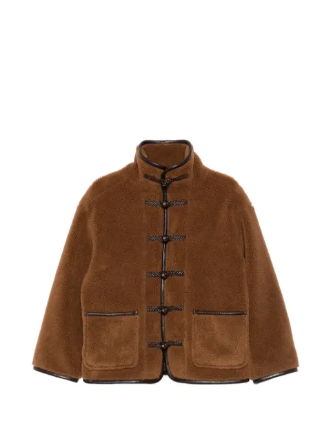 SANDRO faux-fur toggle-fastening jacket Brown SFPOU00879