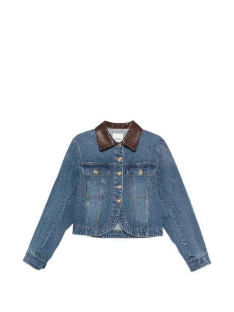 SANDRO leather-collar button-up denim jacket Blue SFPBL01403