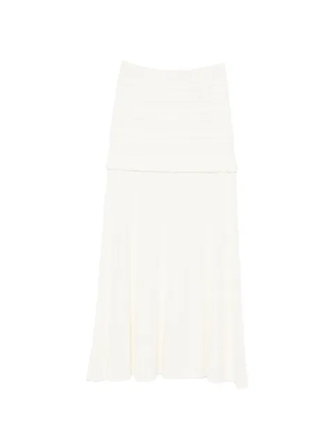 SANDRO pointelle-knit ruffled midi skirt Neutrals SFPJU01756