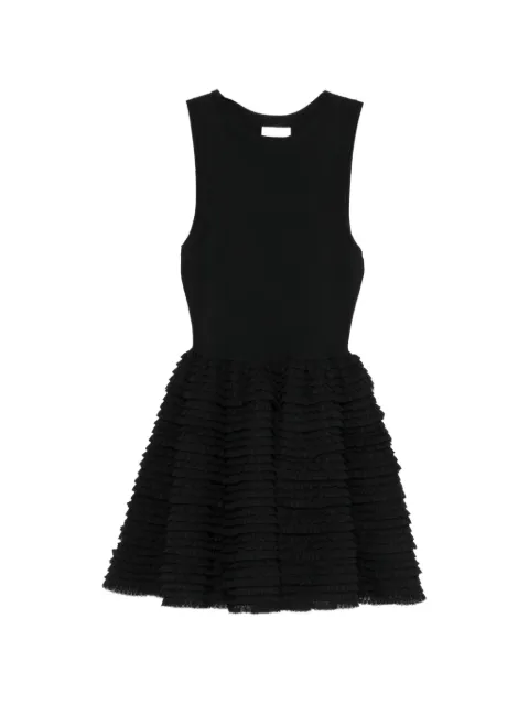 SANDRO ruffled knitted mini dress Black SFPRO04987