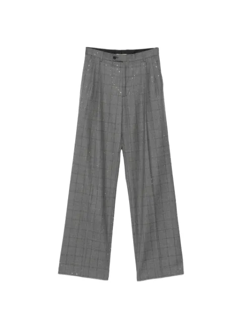 SANDRO rhinestone-embellished checked trousers Grey SFPPA01986