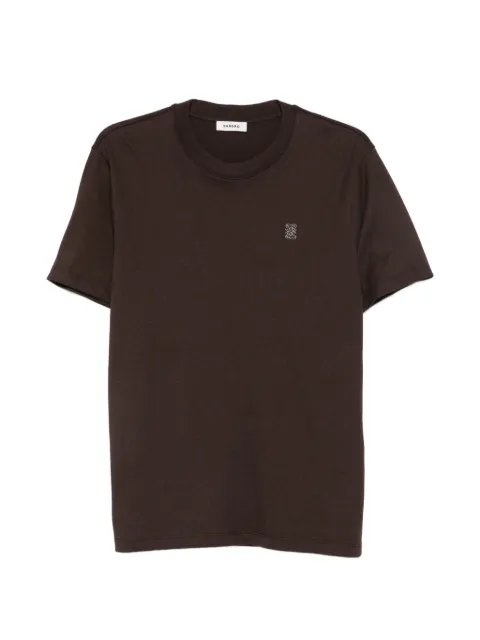 SANDRO leather-patch T-shirt Brown SHPTS01880