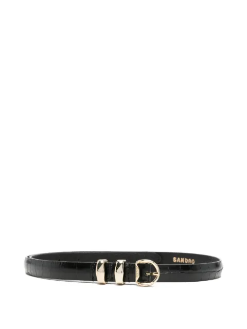 SANDRO croc-embossed leather belt Black SFACE00501