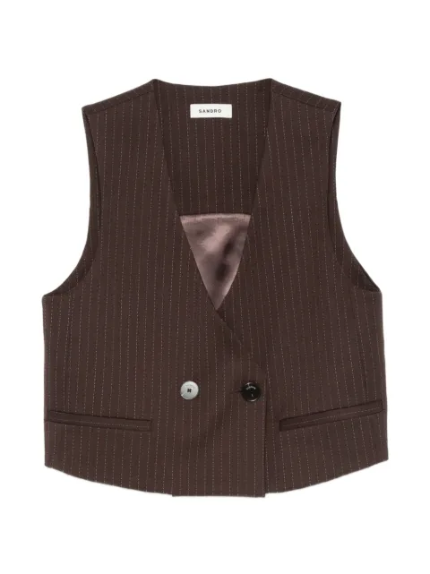 SANDRO pinstripe-pattern cropped top Brown SFPTO00990