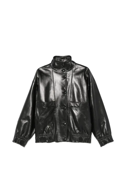 SANDRO oversized leather jacket Black SFPBL01374