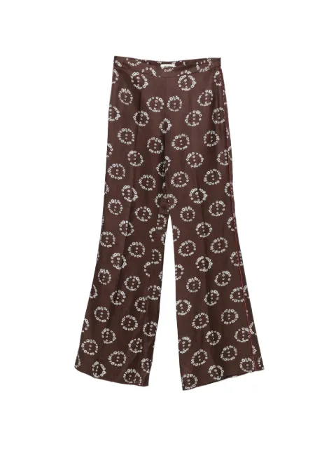 SANDRO floral-print piping-detail palazzo pants Brown SFPPA02025