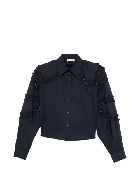 SANDRO crystal-embellished ruffled-detail shirt Blue SFPCM01720