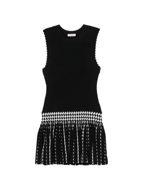 SANDRO checked pleated knitted mini dress Black SFPRO04998