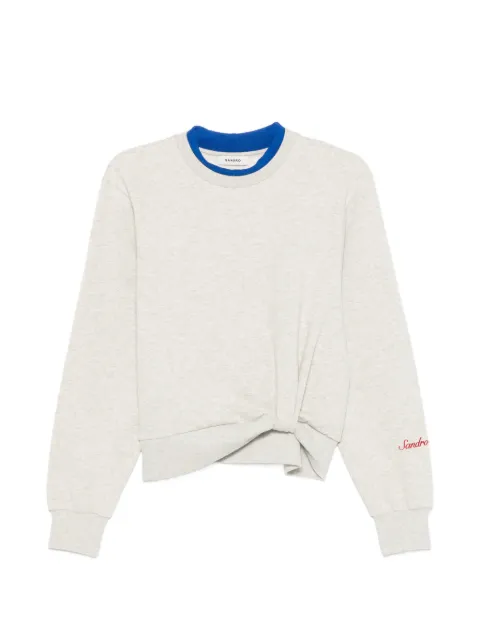SANDRO Mina twist-detail sweatshirt Grey SFPSW00809