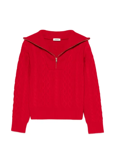 SANDRO cable-knit quarter-zip sweater Red SFPPU02967