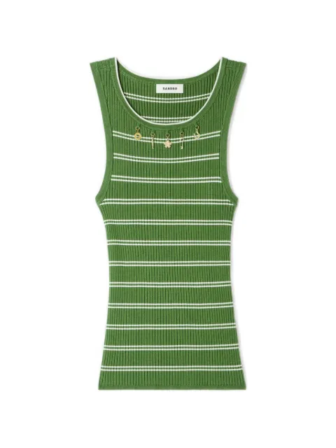 SANDRO striped charm-embellished top Green SFPPU02872