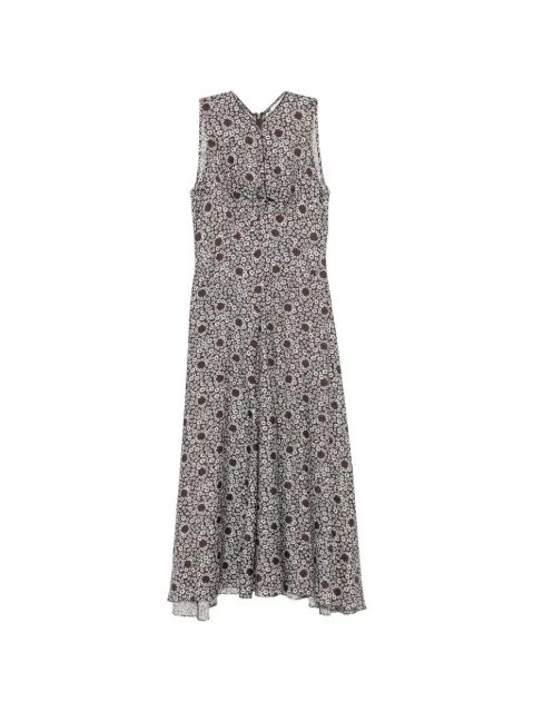 SANDRO floral-print pleated dress Brown SFPRO04982