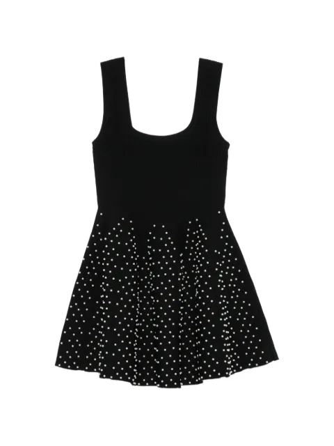 SANDRO faux-pearl embellished knitted dress Black SFPRO04988