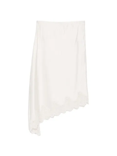 SANDRO lace-trim asymmetric midi skirt Neutrals SFPJU01779