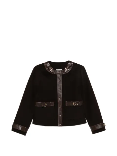 SANDRO leather-trim buckle-detail jacket Brown SFPOU00815
