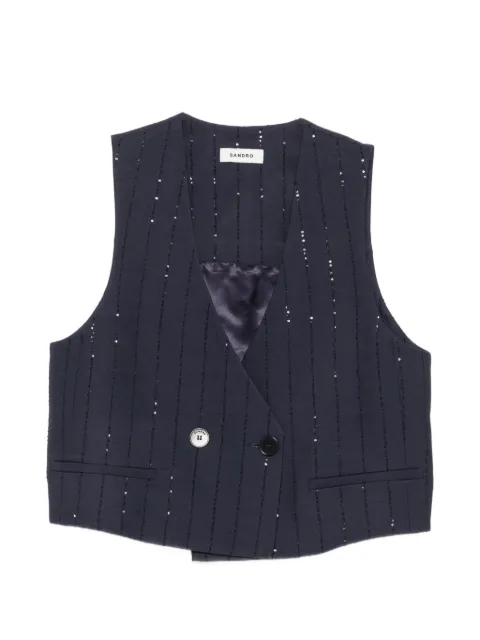 SANDRO sequin-embellished waistcoat Blue SFPTO00989