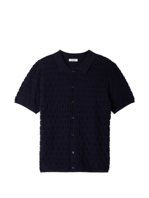 SANDRO jacquard-knit bouclé cardigan Blue SHPTR00822