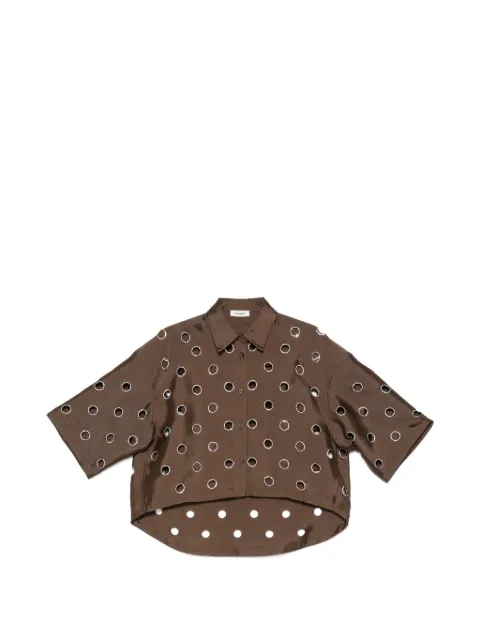 SANDRO eyelet-embellished oversized shirt Brown SFPCM01339
