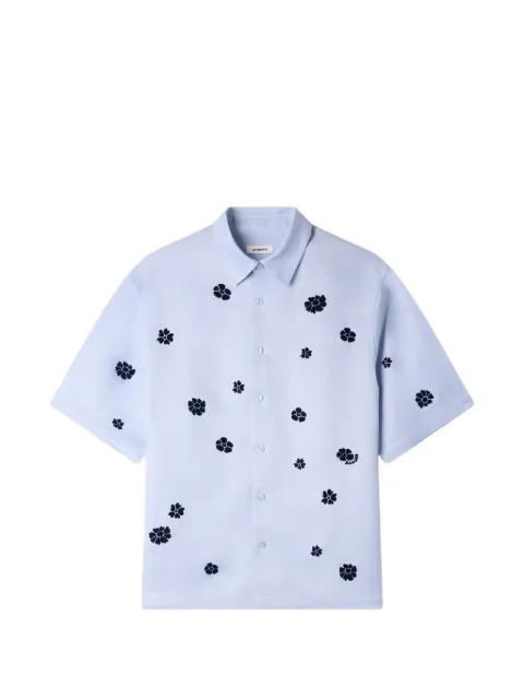 SANDRO flock-print floral-pattern shirt Blue SHPCM01648