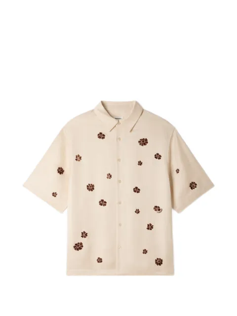 SANDRO flocked floral-print shirt Neutrals SHPCM01648