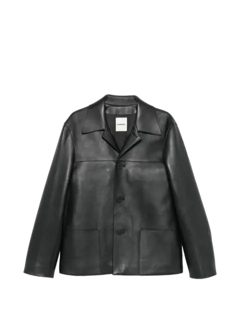 SANDRO button-up leather jacket Black SHPBL01340