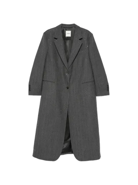 SANDRO rhinestone-embellished herringbone coat Grey SFPOU00807