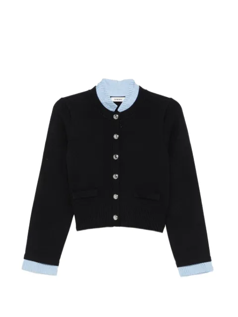 SANDRO Anthony contrast-collar button-up cardigan Blue SFPCA01503