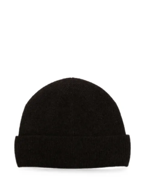 SANDRO ribbed-knit cashmere beanie hat Brown SHABO00490