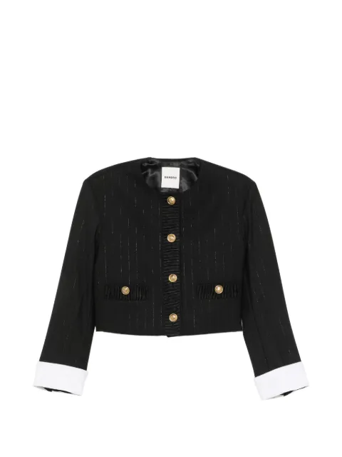 SANDRO striped cropped blazer Black SFPVE01401