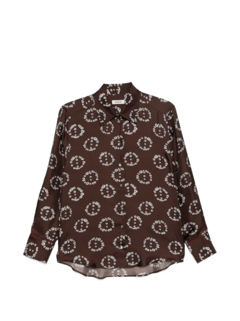 SANDRO floral-print silk shirt Brown SFPCM01746