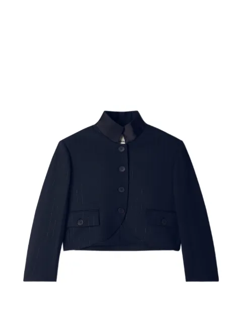SANDRO striped stand-up collar blazer Black SFPVE01360