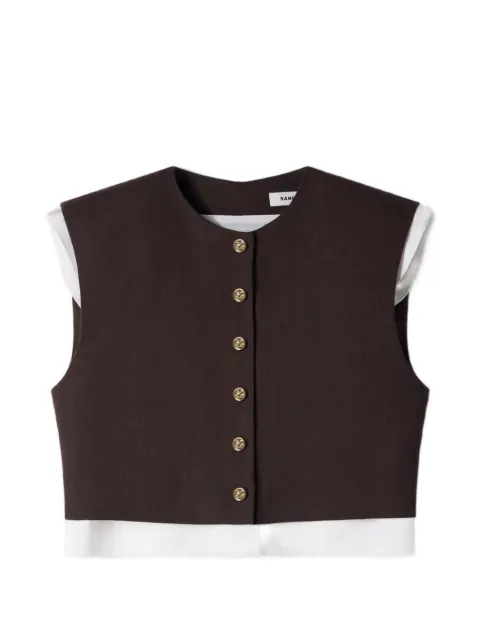SANDRO cropped layered-detail top Brown SFPTO00993