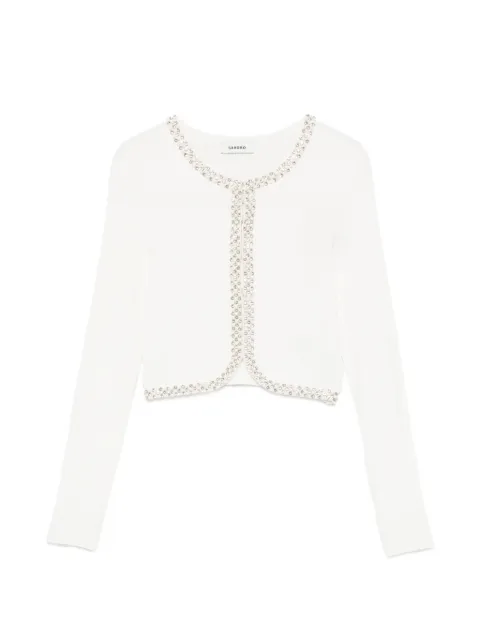 SANDRO rhinestone-embellished faux-pearl cardigan White SFPCA01457