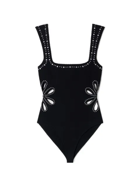 SANDRO floral-appliqué pointelle-knit bodysuit Black SFPBD00053