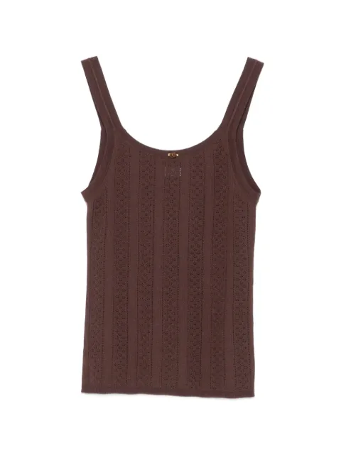 SANDRO pointelle-knit bow-detail top Brown SFPPU02871
