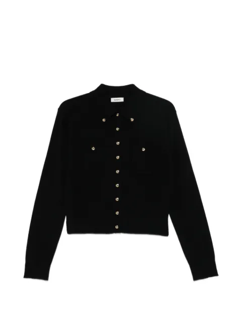 SANDRO button-down shirt-collar cardigan Black SFPCA01473