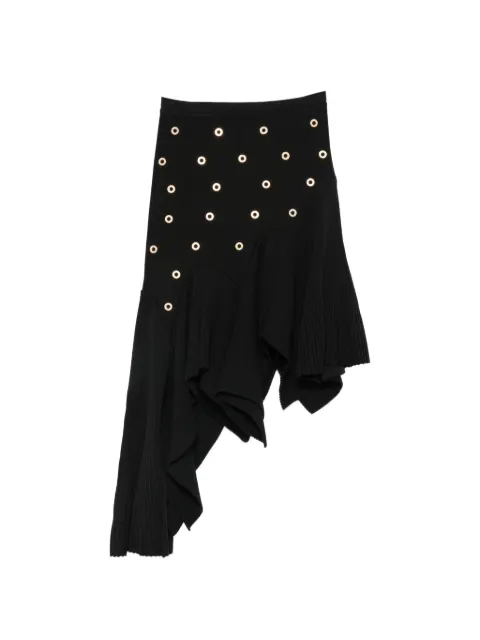 SANDRO eyelet-embellished asymmetrical knitted skirt Black SFPJU01767