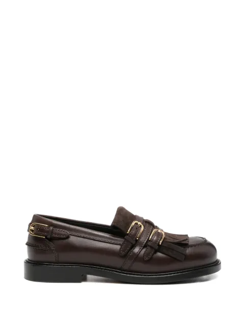 SANDRO buckle-detail fringed loafers Brown SFACH01511