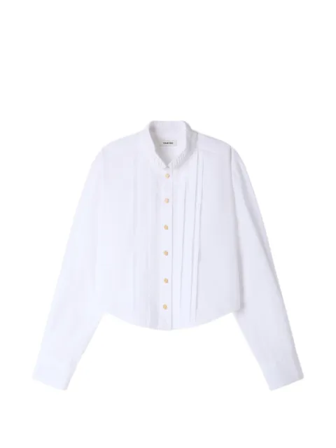 SANDRO ruffled-collar pintuck-detail shirt White SFPCM01723