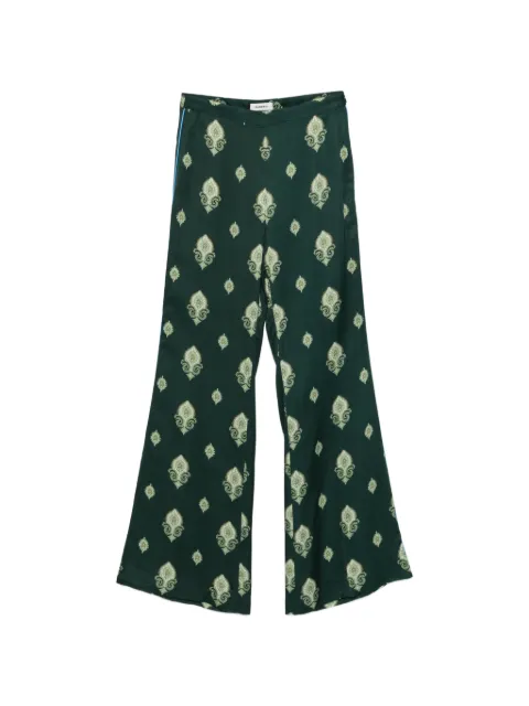 SANDRO paisley-print piped palazzo pants Green SFPPA02017
