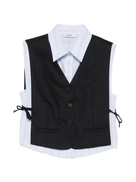 SANDRO pinstripe-pattern buttoned top Black SFPVE01383