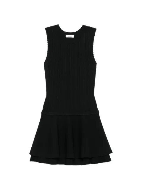 SANDRO ribbed ruffled-hem dress Black SFPRO04943