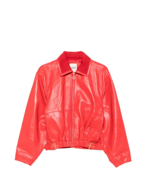 SANDRO buckle-detail leather jacket Red SFPBL01396