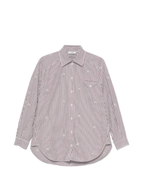 SANDRO Brendana striped crystal-embellished shirt Brown SFPCM01733