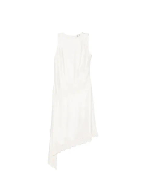 SANDRO lace-trim asymmetric midi dress Neutrals SFPRO04904