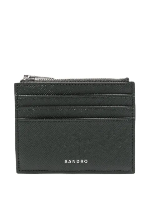 SANDRO textured zip-around card holder Green SHAPM00308