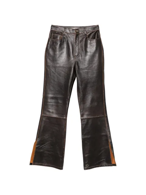 SANDRO split-hem leather trousers Brown SFPPA02038